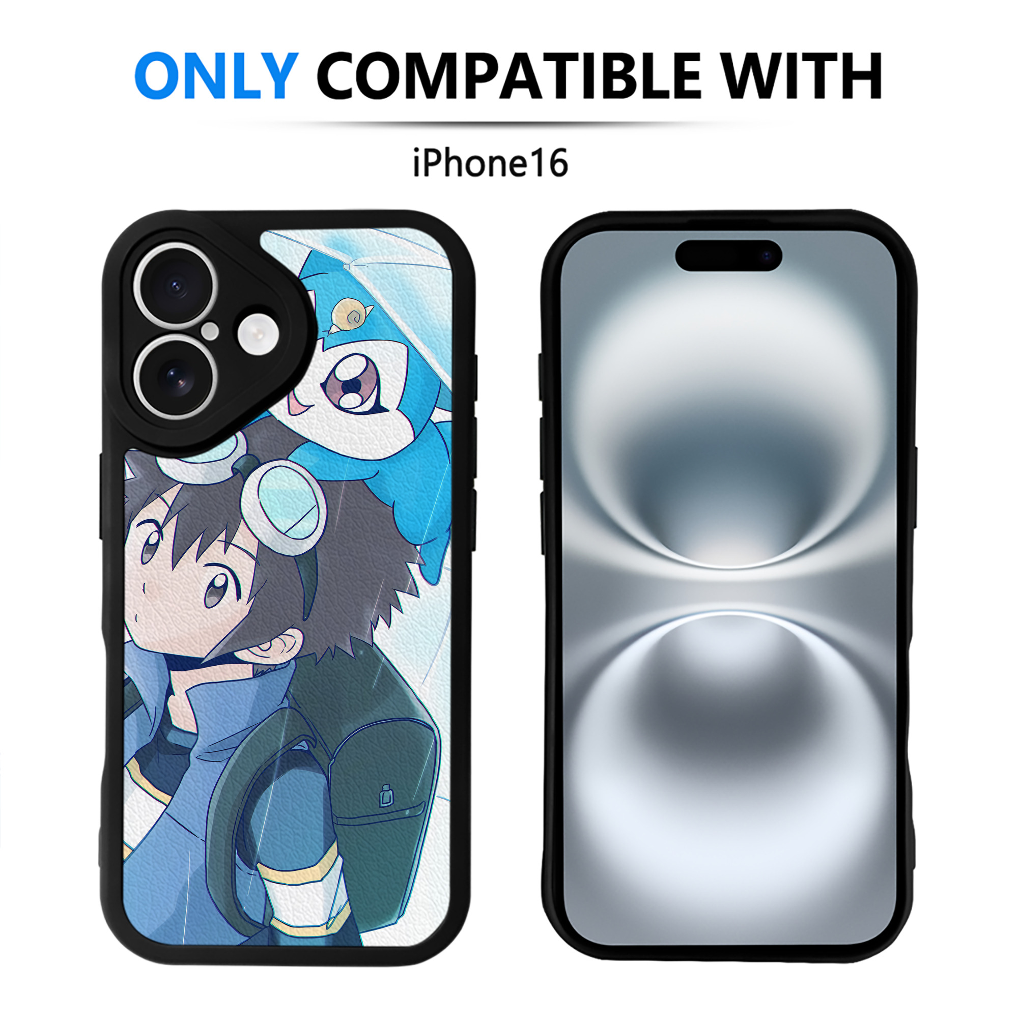 （画像用） Digimon デジタルモンスター/デジモン 【iPhone 16シリーズ対応】シリコンスマホケース（レザー調） 材質：シリコン